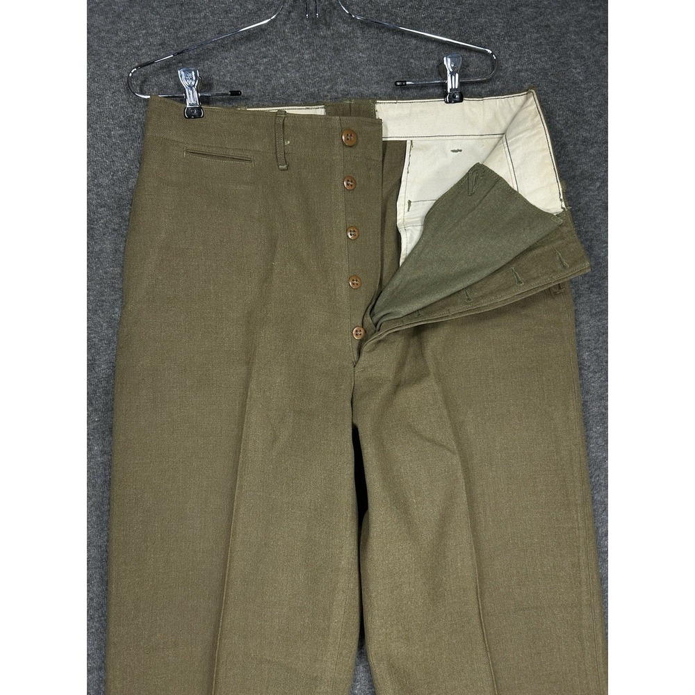 Vintage US Army M1937 Wool Trousers Pants Mens 33x33 (fits 32x31.5) OD WW2 40s - Picture 2 of 13